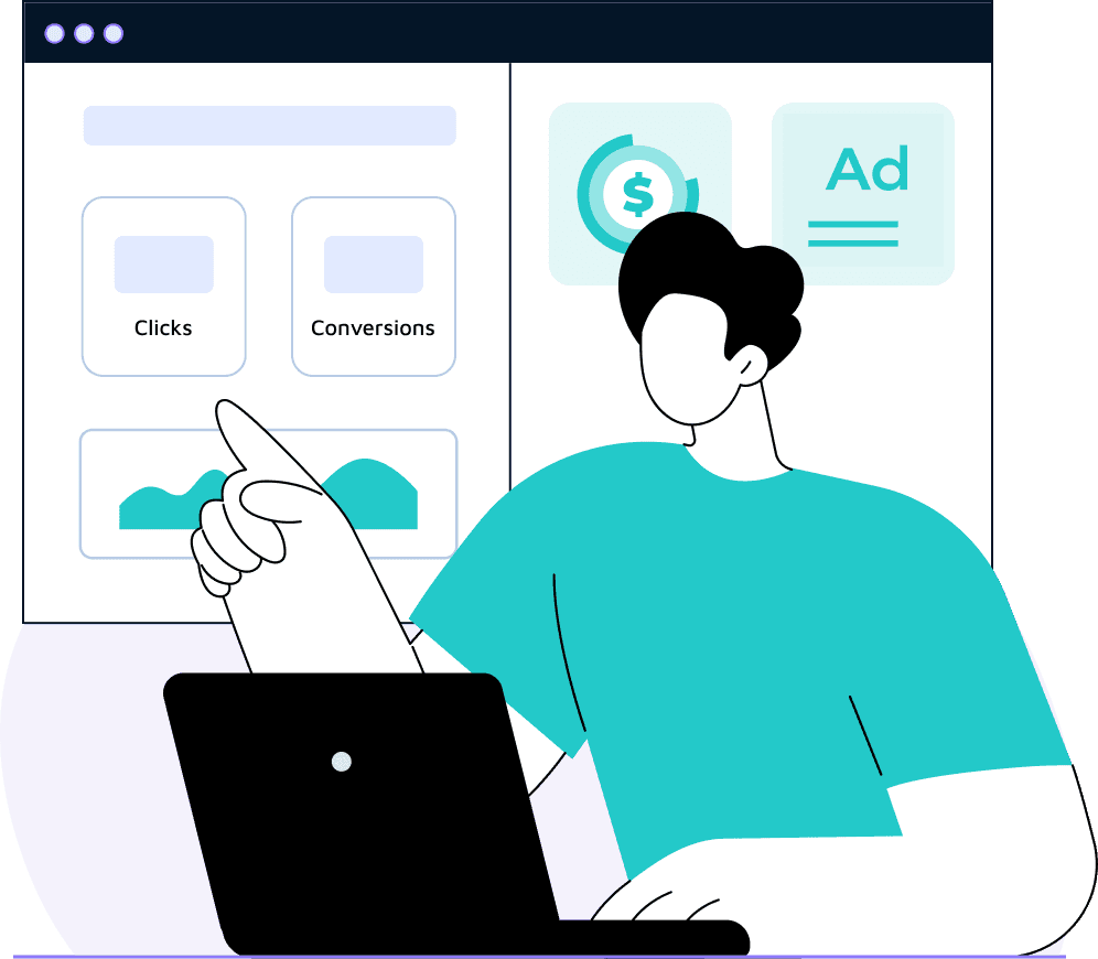 Performance campaign tracker interface displaying unified metrics from Meta, Google, TikTok Ads with click and conversion monitoring